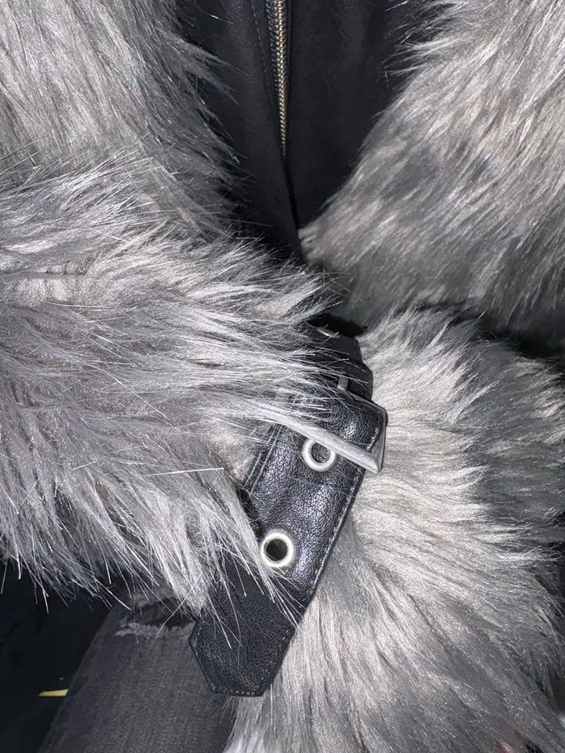 GYDA グレー レイヤードエコファーベルトライダース