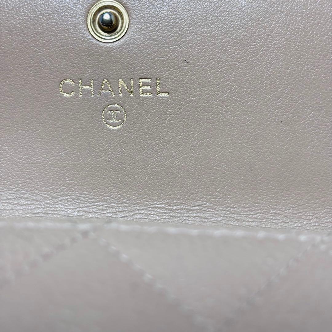 【美品】シャネルキャビアスキン　CCフィリグリー　長財布　カード・シールあり