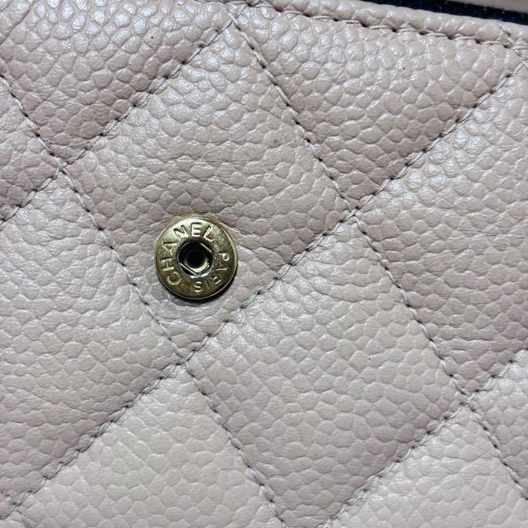 【美品】シャネルキャビアスキン　CCフィリグリー　長財布　カード・シールあり