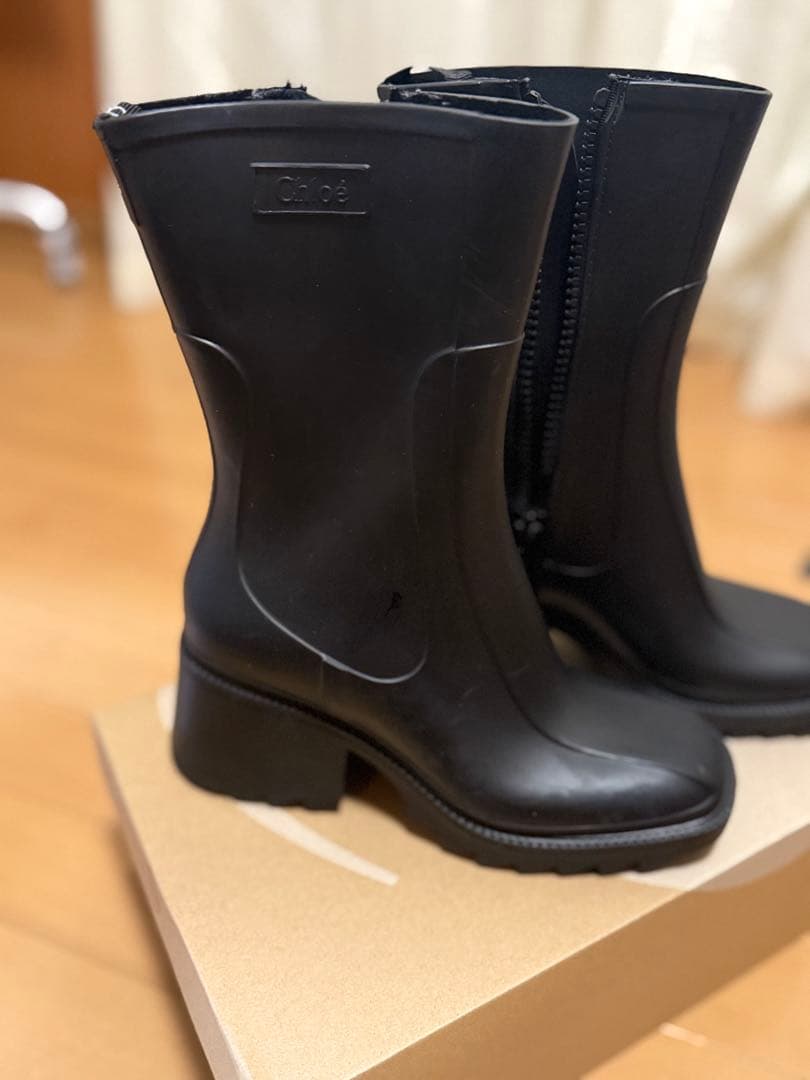 Chloé ブラック レインブーツ ヒール付き