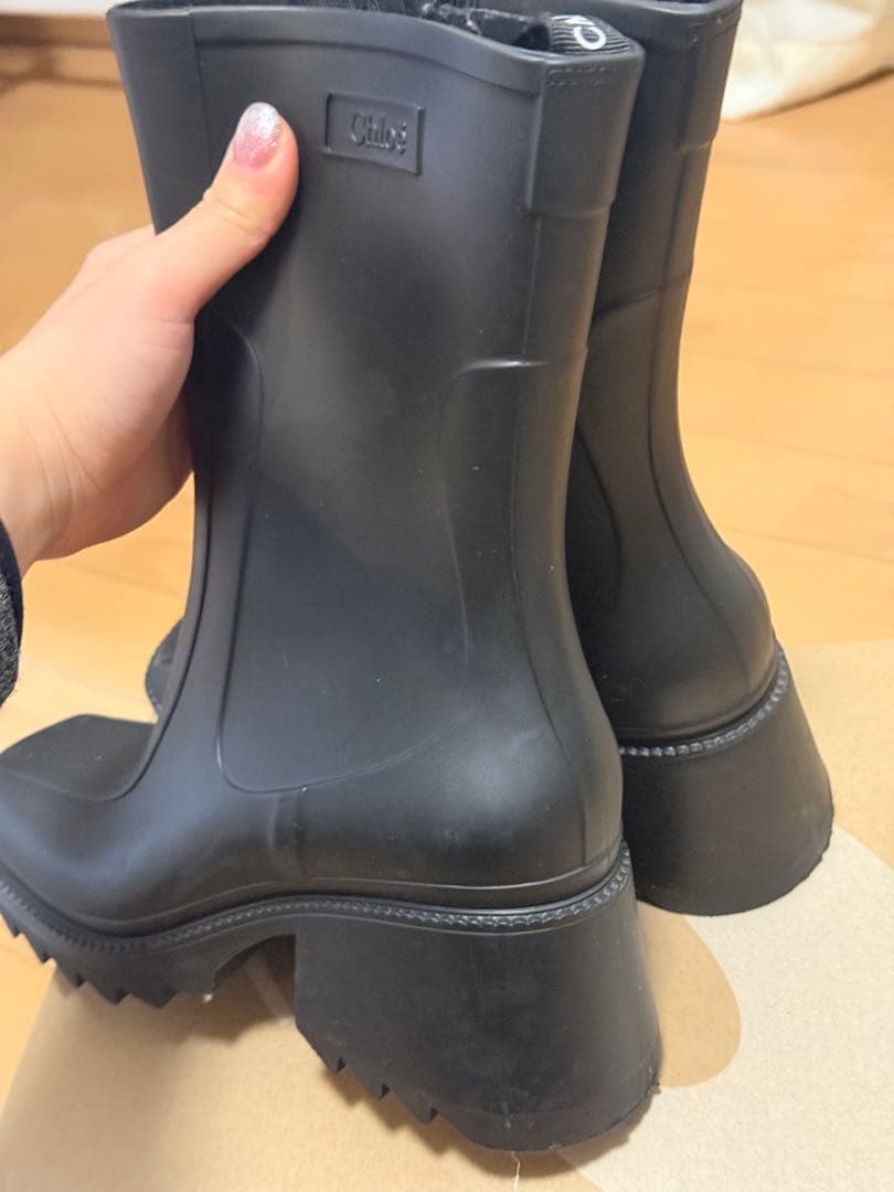 Chloé ブラック レインブーツ ヒール付き