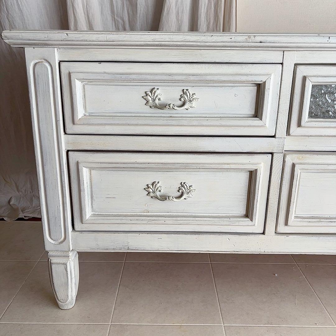 rira♡　直接配送 アンティーク　白家具　テレビ台　フレンチシャビー