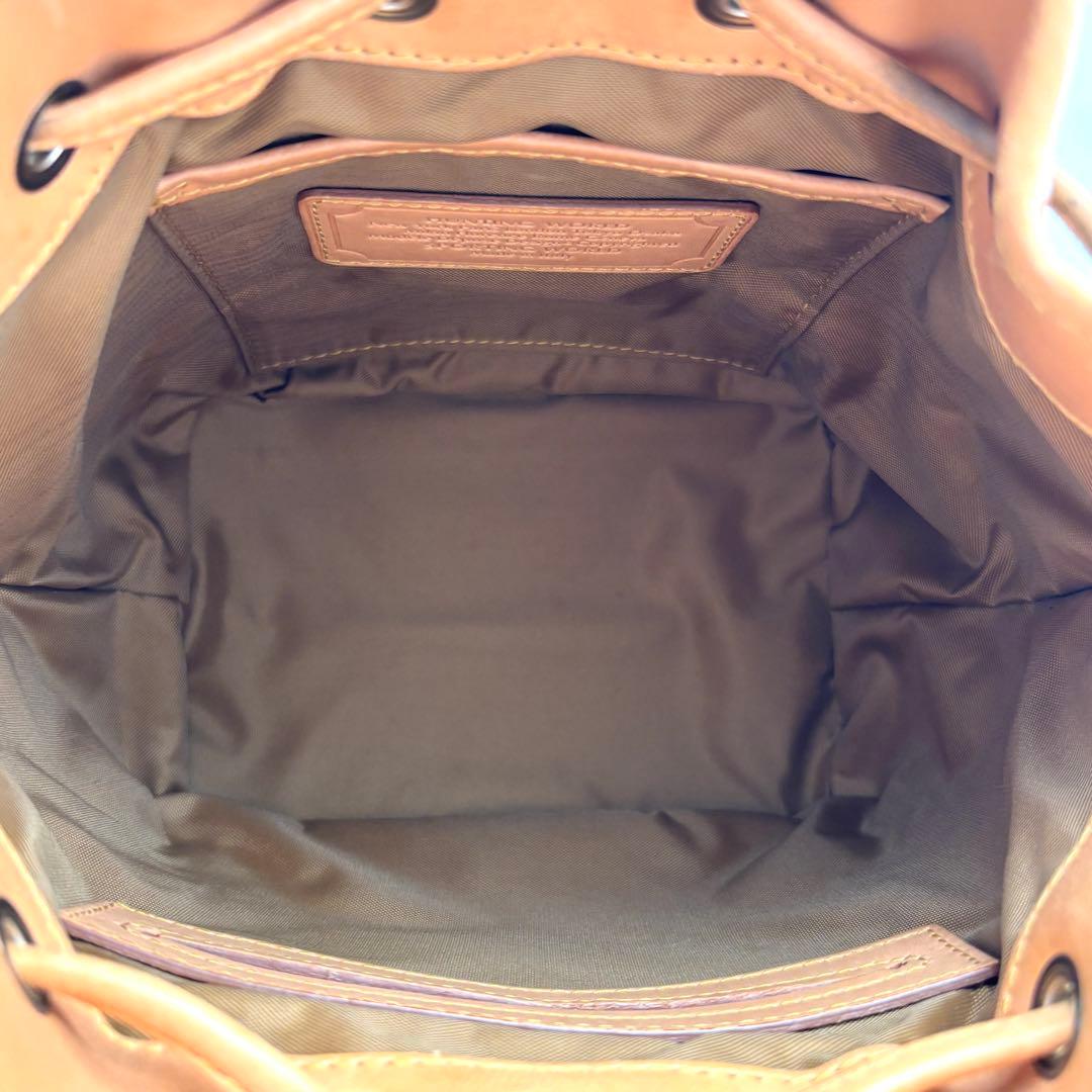 未使用に近い ハンティングワールド 巾着 ショルダーバッグ バチュー カーキ