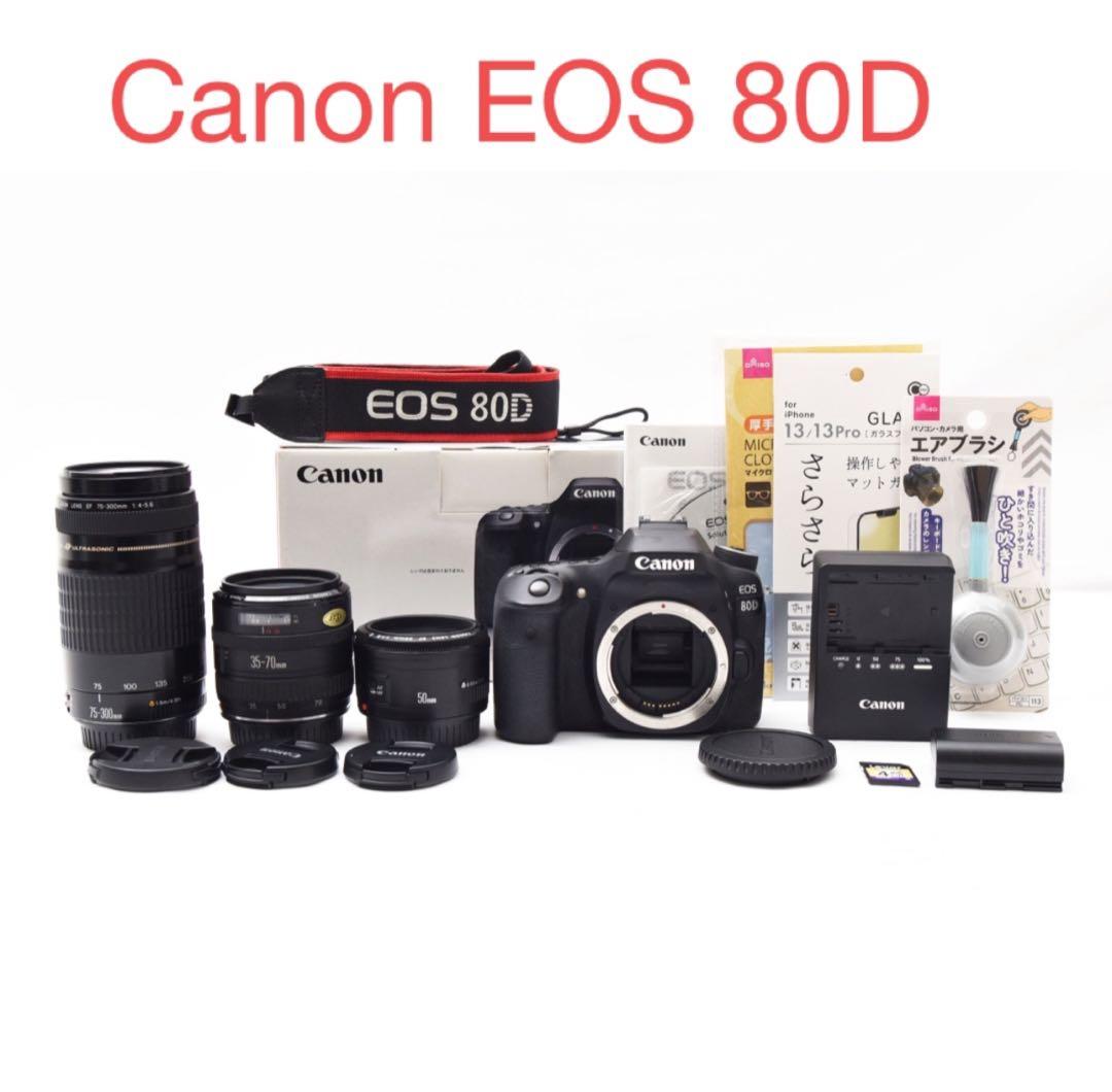 Wi-Fi搭載☆Canon EOS 80D 標準&望遠&単焦点レンズセット
