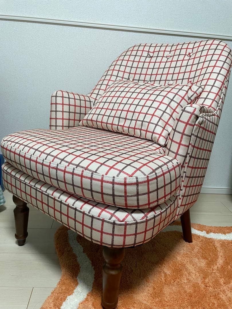 1人掛けソファ チェック柄（期間限定出品）