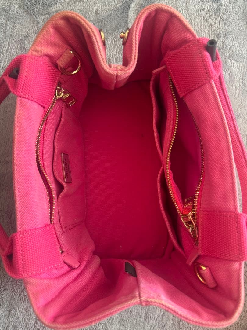 PRADA ピンク ハンドバッグ キャンバス