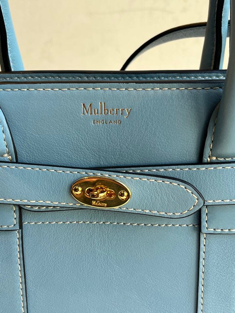 【新品未使用】マルベリー　ミニ ジップド ベイズウォーター　ポプリンブルー