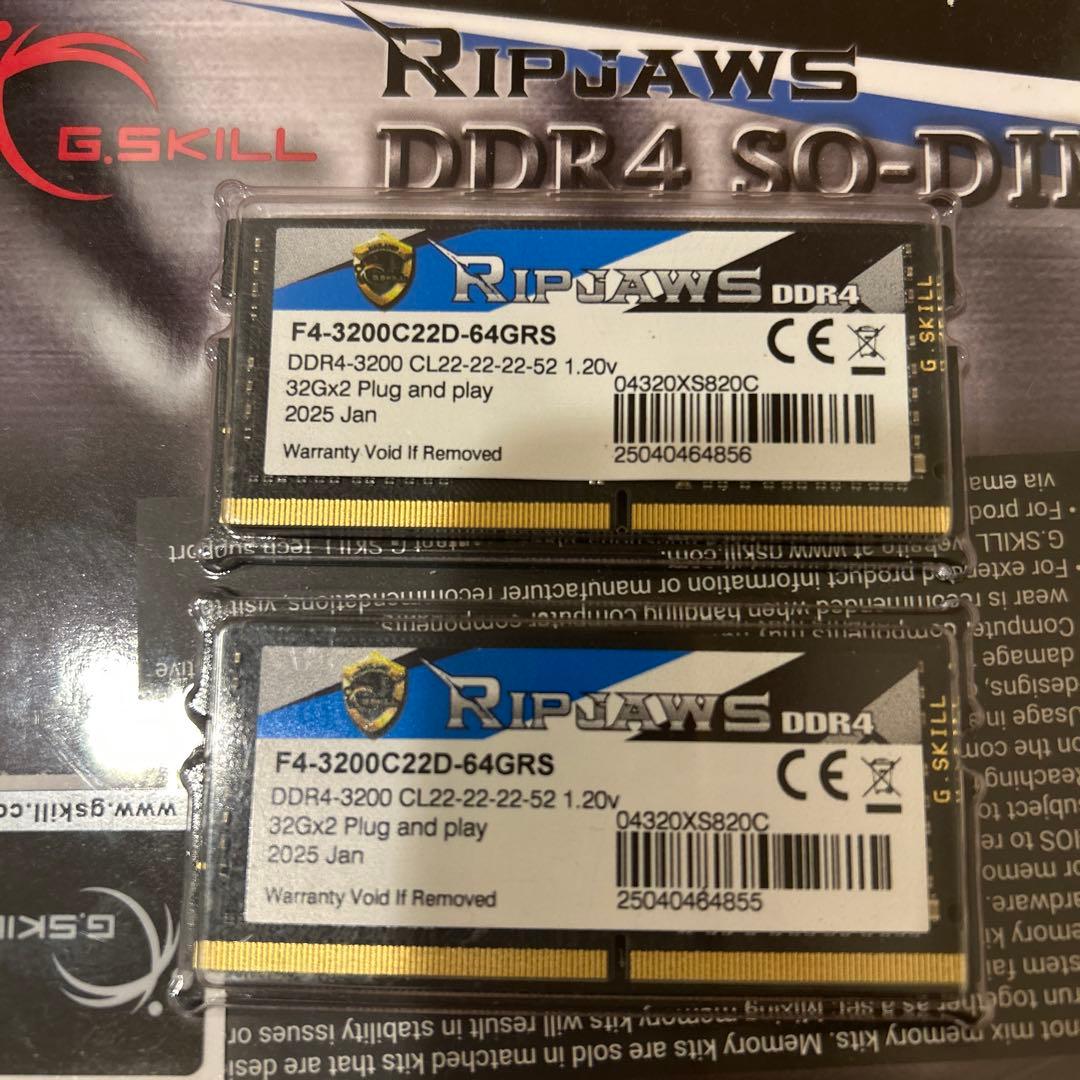 メモリー G.Skill Ripjaws DDR4 64GB (32GBx2)