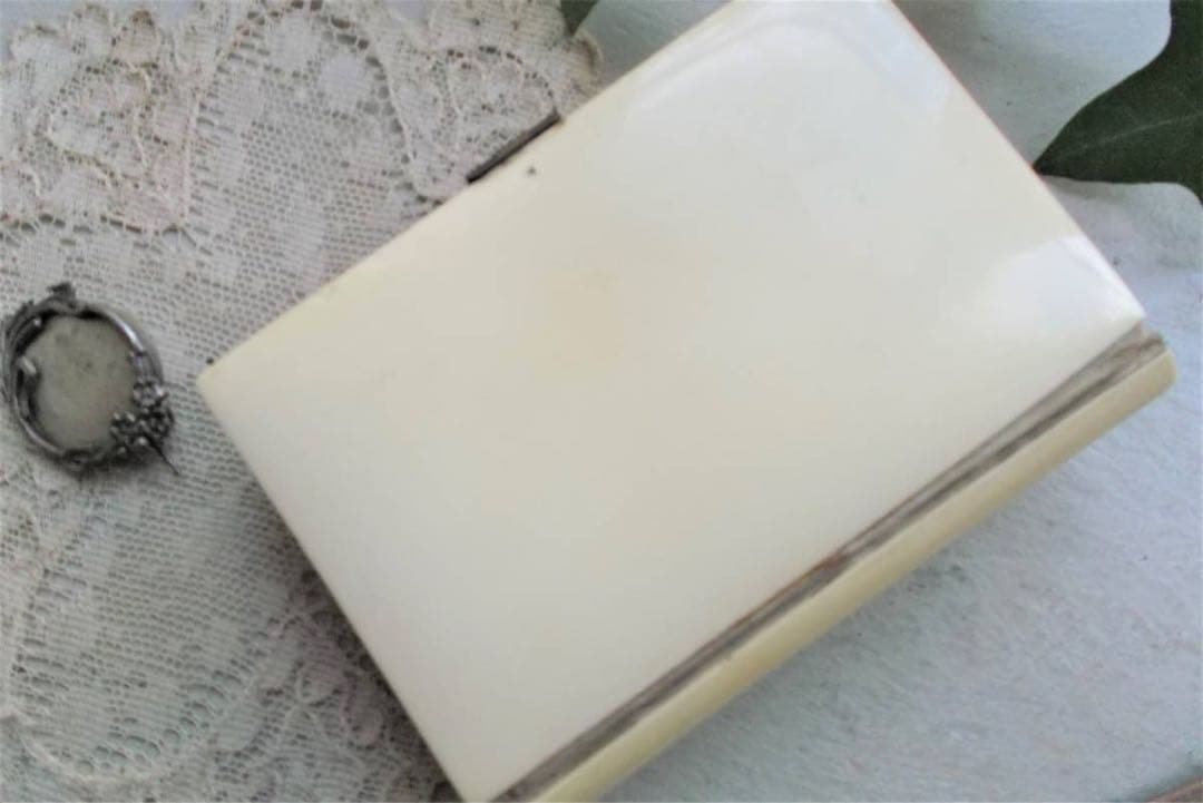 フランスアンティーク■アイボリーの表紙の祈祷書 花 古い本　セルロイド