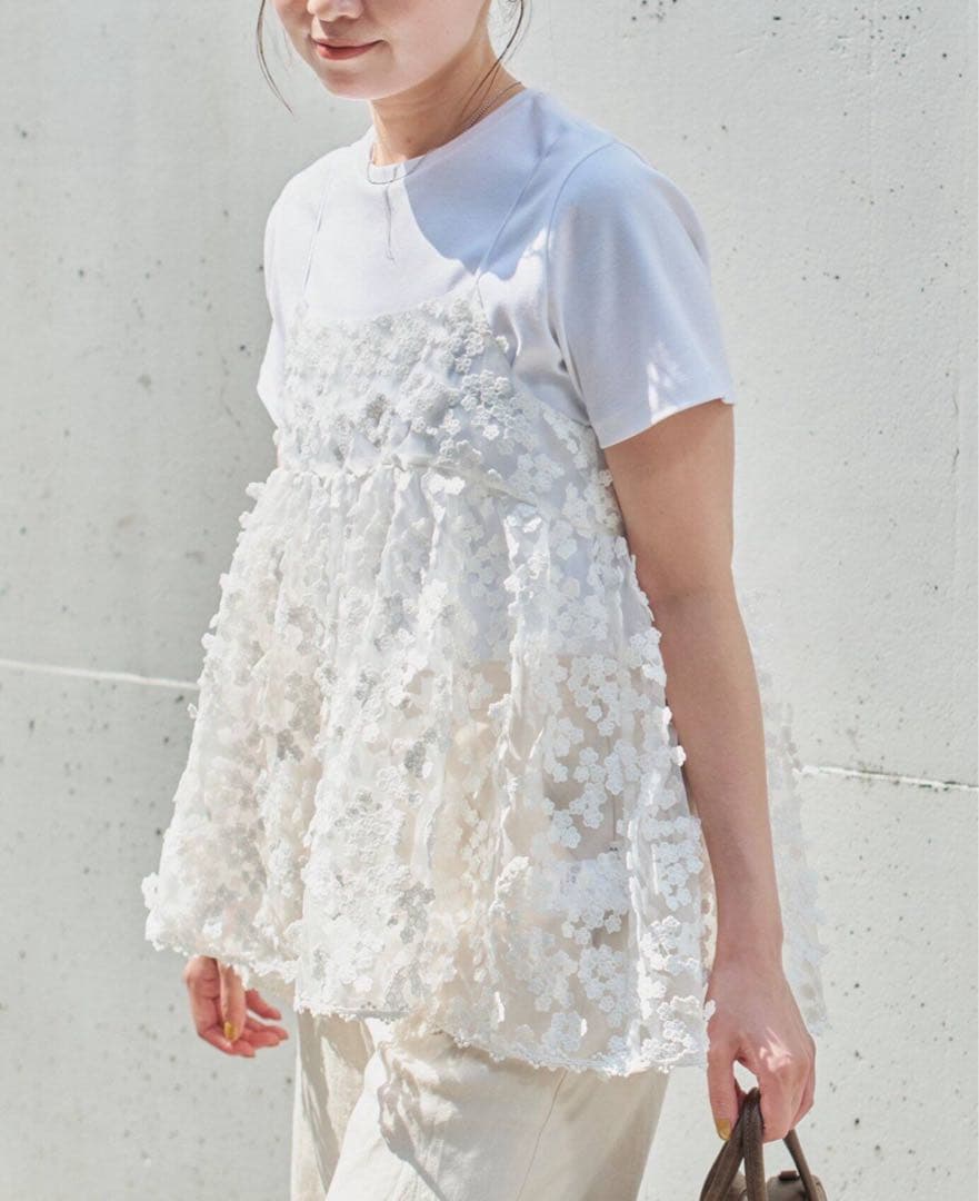 【新品未使用、タグ付き、25ss】IENAフラワーエンブロイダリー キャミソール