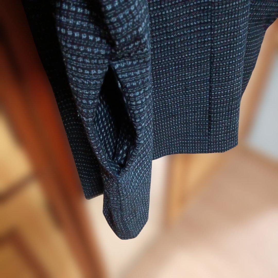 書生絣の六分袖手縫いチュニック