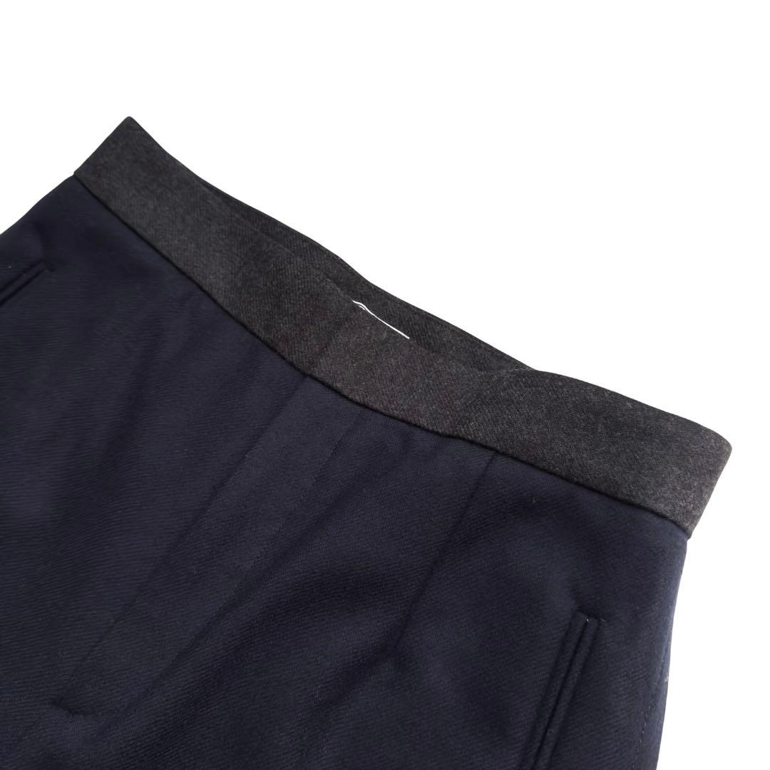 極美品✨　ベイジ　ILONSE　最高級メリノ糸　ワイドパンツ　バイカラー　紺