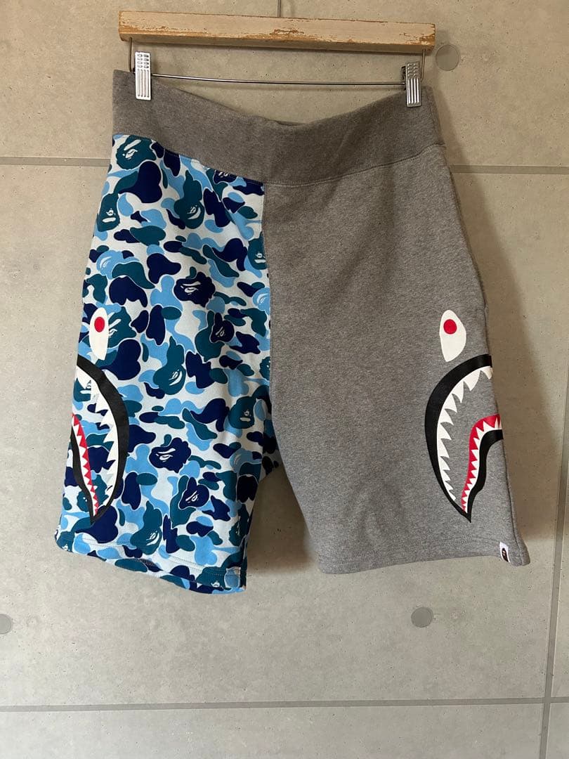bape ape ABC camo side シャーク スウェットハーフパンツ