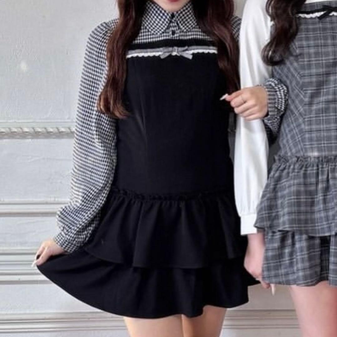 evelyn ティアードミニOP 千鳥柄