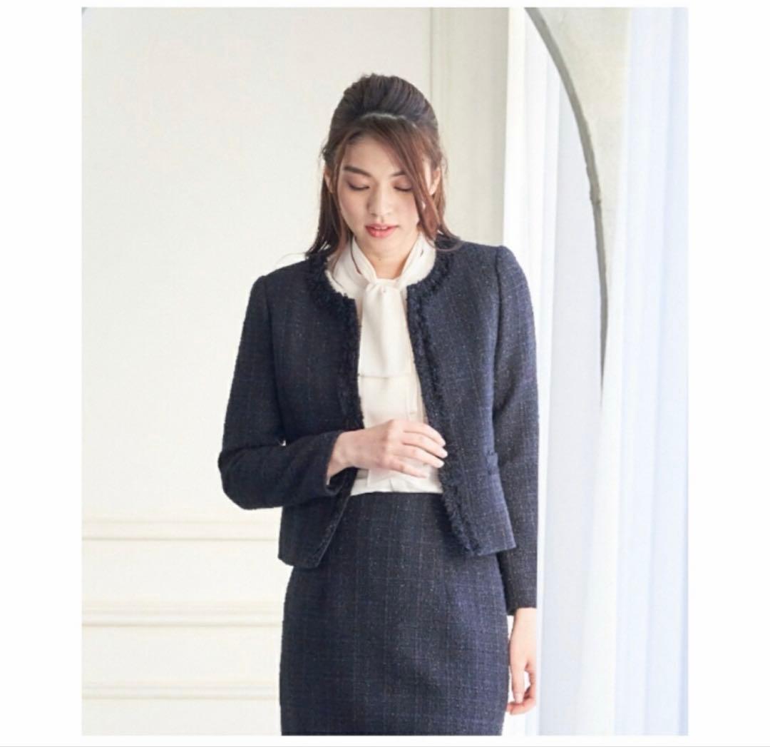 アナイ　リボンヤーンツイードクルージャケット　ノーカラージャケット　フォーマル