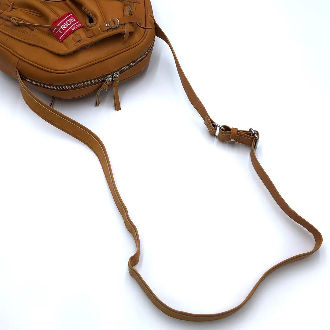 TRION グローブデザイン ショルダーバッグ レザー 本革 キャメル