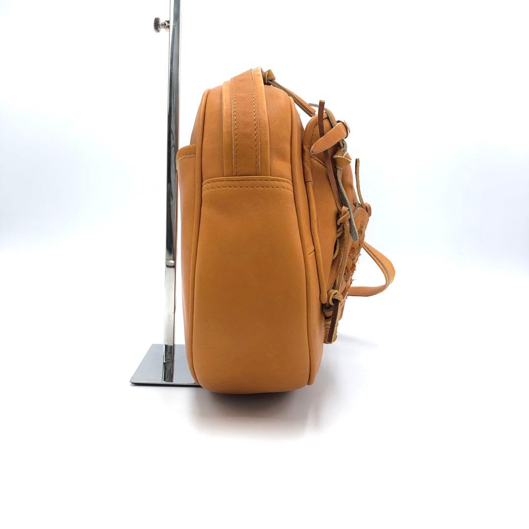 TRION グローブデザイン ショルダーバッグ レザー 本革 キャメル