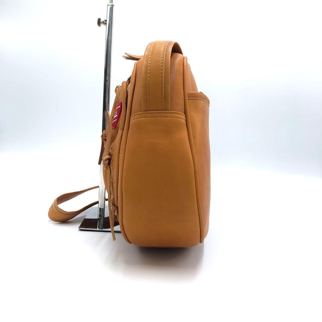 TRION グローブデザイン ショルダーバッグ レザー 本革 キャメル