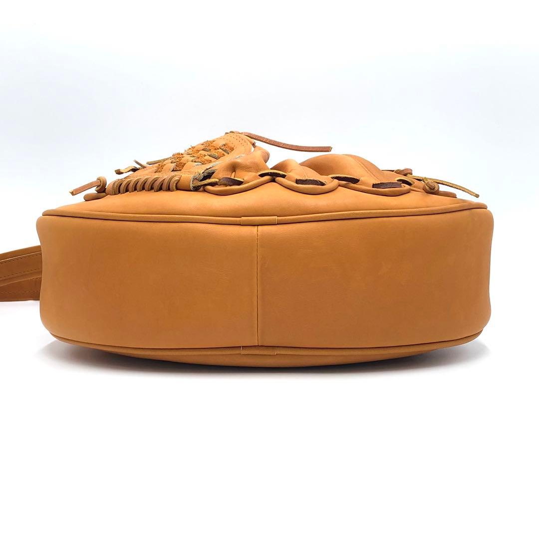 TRION グローブデザイン ショルダーバッグ レザー 本革 キャメル