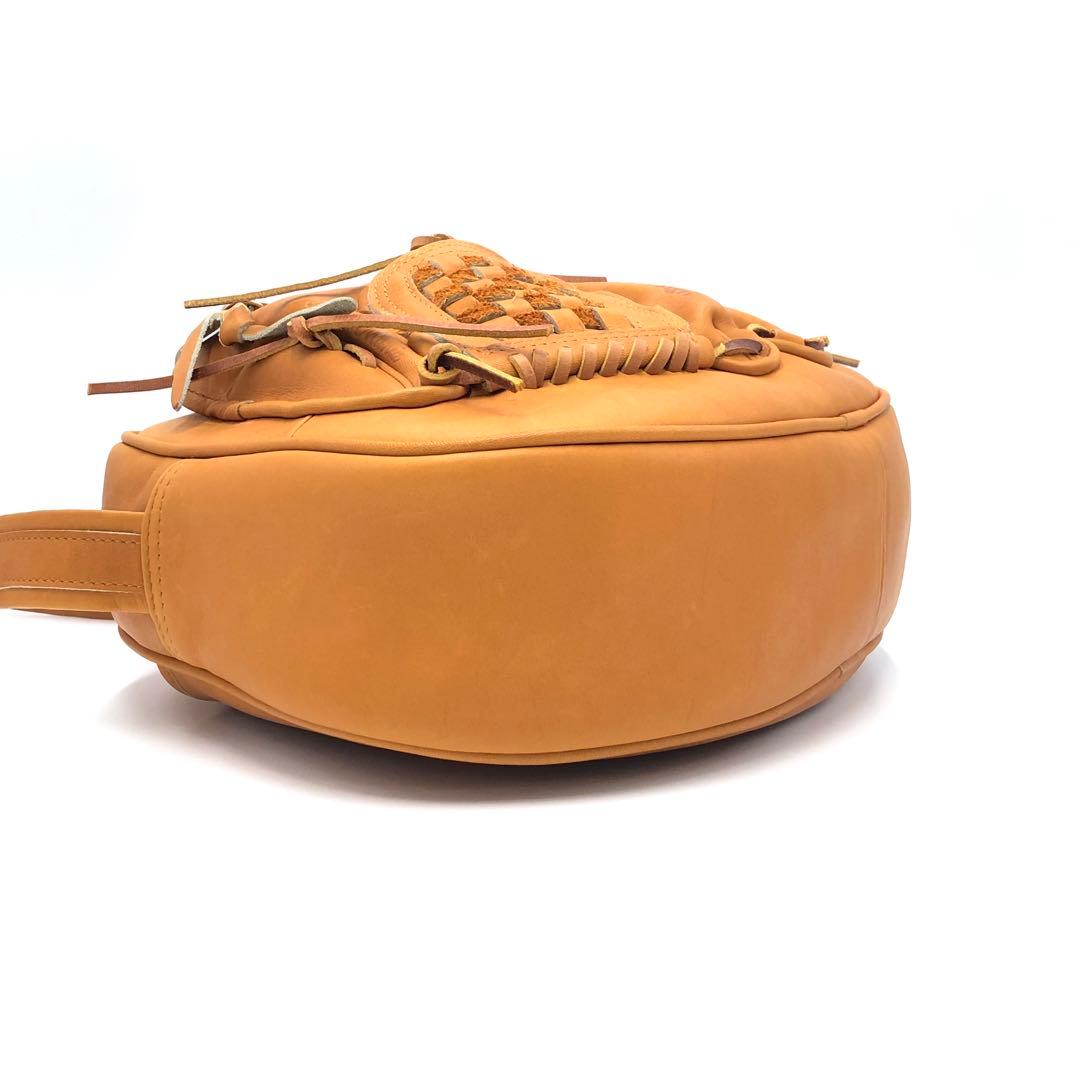 TRION グローブデザイン ショルダーバッグ レザー 本革 キャメル
