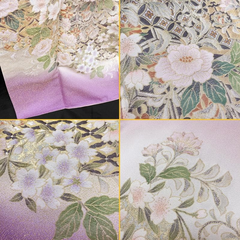 512mt55,504mu51●豪華 縫い取り訪問着 宝相桜華文 金銀糸きらめく