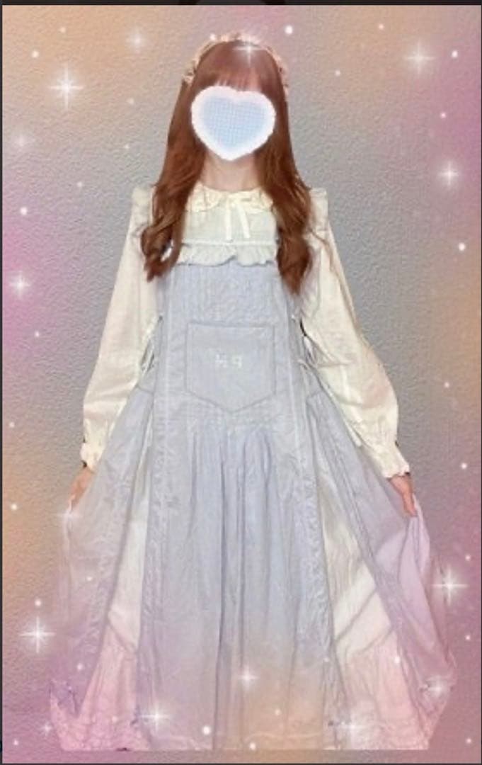 【新品タグ付き】ピンクハウス 配色ローンレイヤードワンピース　ブルー