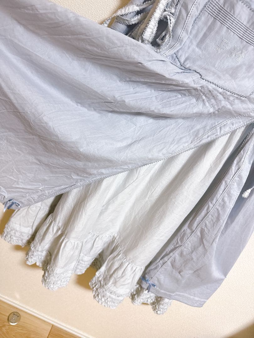 【新品タグ付き】ピンクハウス 配色ローンレイヤードワンピース　ブルー