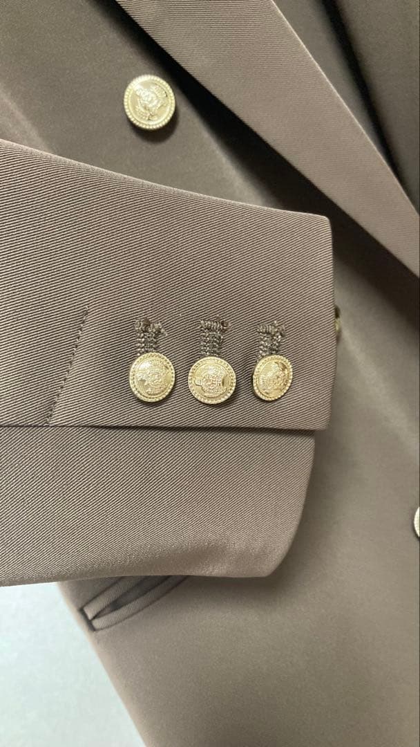 美品COHINA ダブルテーラードジャケット ブレザー ブラウン ゴールドボタン