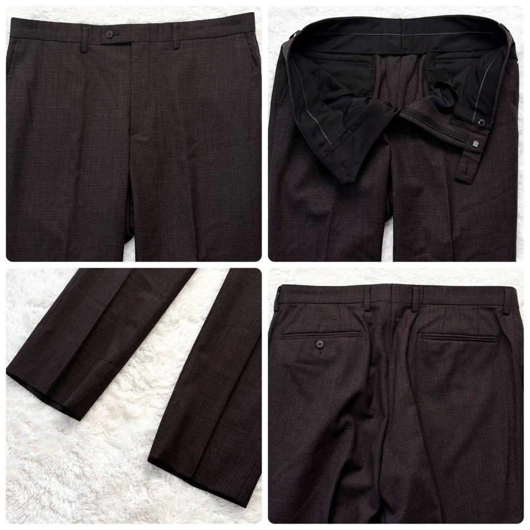 【極美品】レミュー 3ピース スーツ セットアップ 千鳥格子 ブラウン Lサイズ