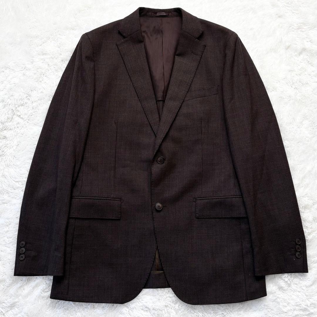 【極美品】レミュー 3ピース スーツ セットアップ 千鳥格子 ブラウン Lサイズ