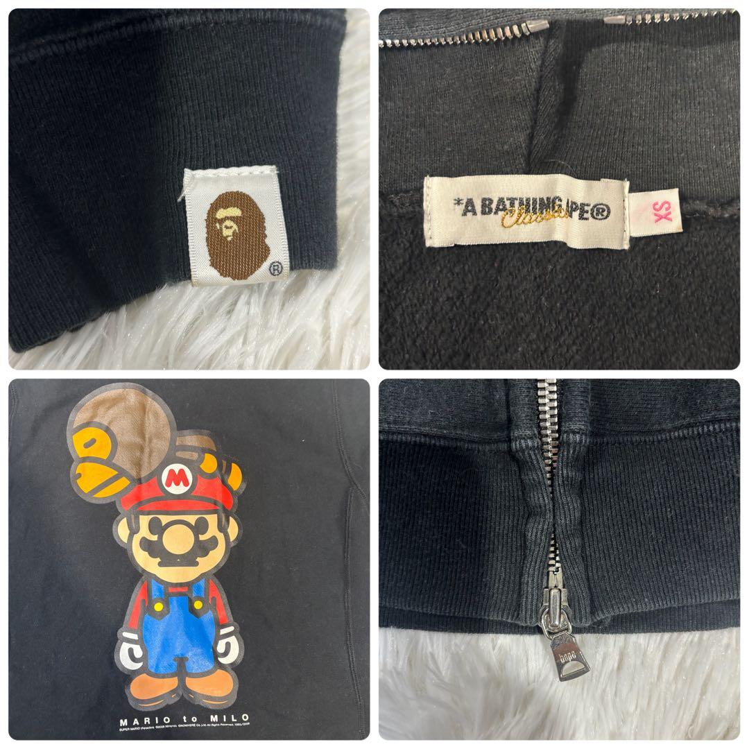 BAPE Nintendo マリオ マイロ フルジップパーカー xs ブラック