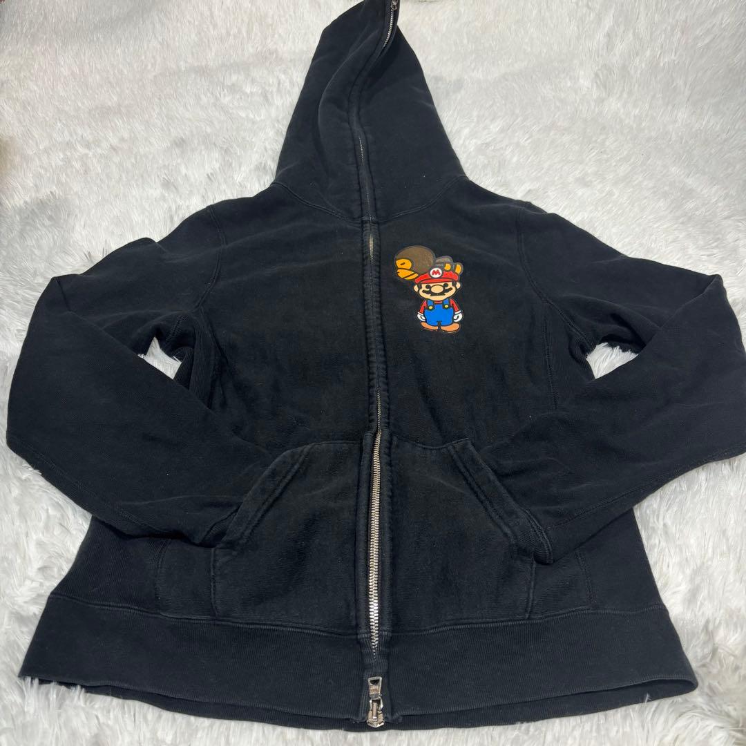 BAPE Nintendo マリオ マイロ フルジップパーカー xs ブラック