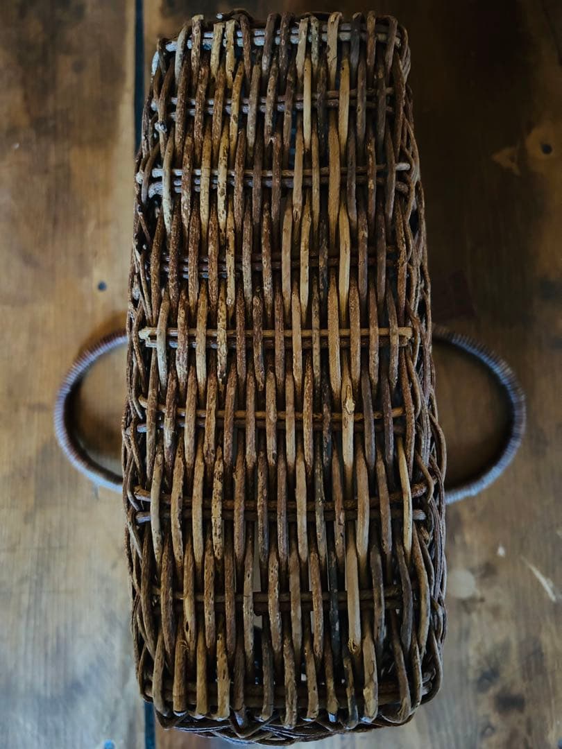職人手作り　あけびつる編み　手提げカゴ