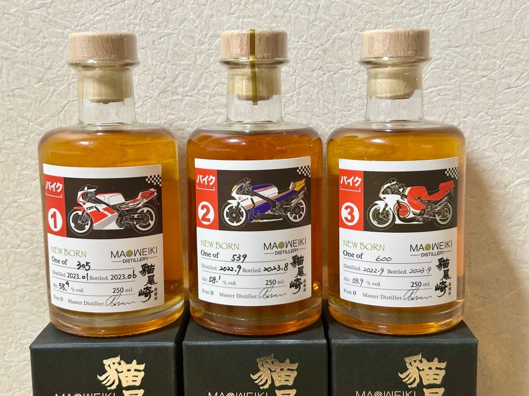 台湾貓尾崎蒸溜所x重機老野郎 限定バイクラベル ミニボトル原酒6本セット