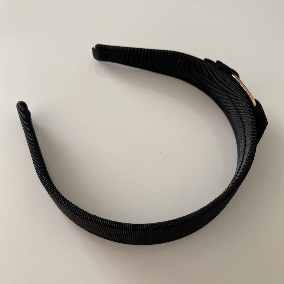 【Ferragamo】フェラガモ　カチューシャ　リボン　ブラック×ゴールド