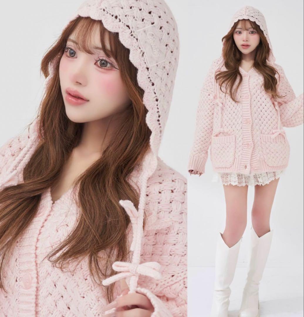 Darich ダーリッチ アントルラックリボンニットボンネット ピンク