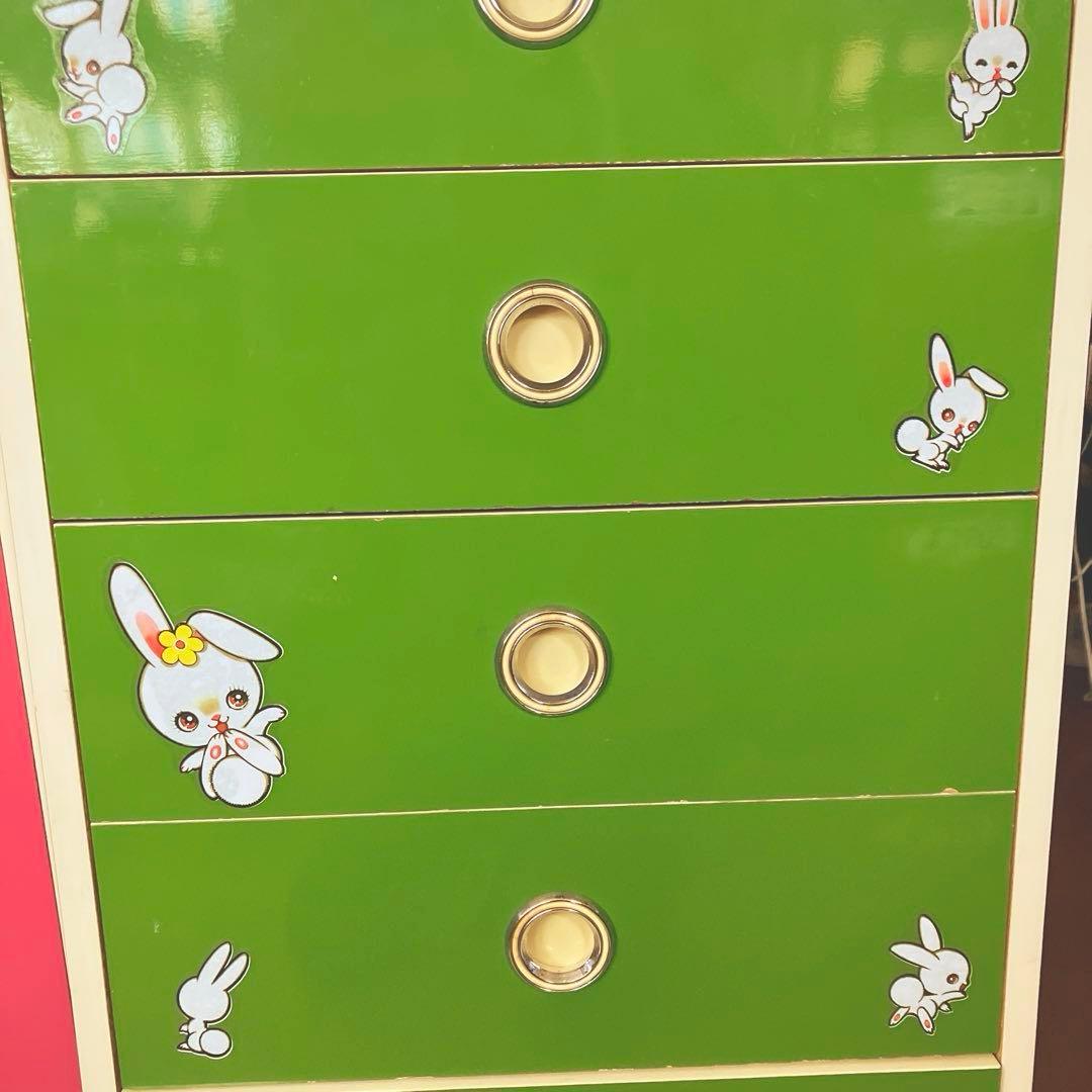 レトロポップ 木製 5段 チェスト 箪笥 グリーン昭和レトロ 引き出し 緑