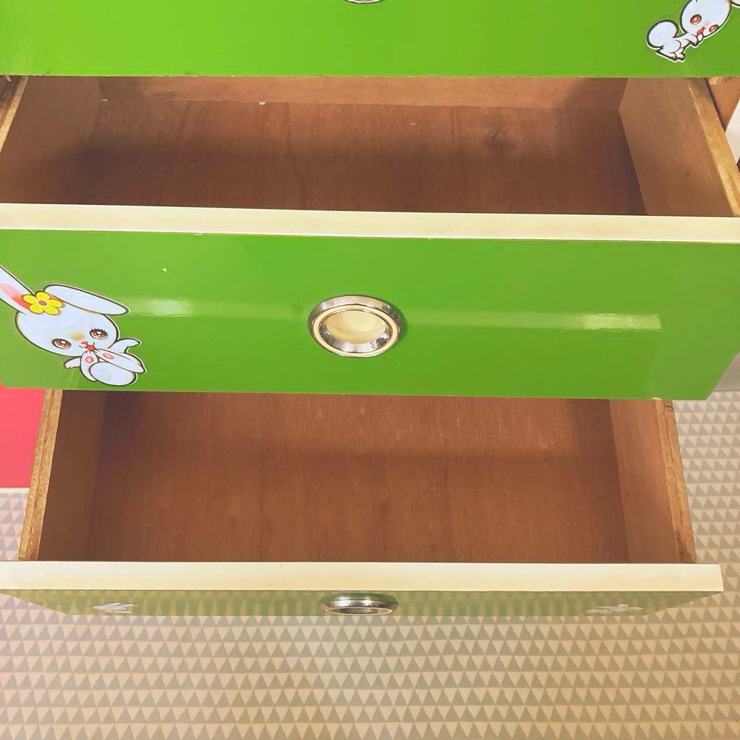 レトロポップ 木製 5段 チェスト 箪笥 グリーン昭和レトロ 引き出し 緑