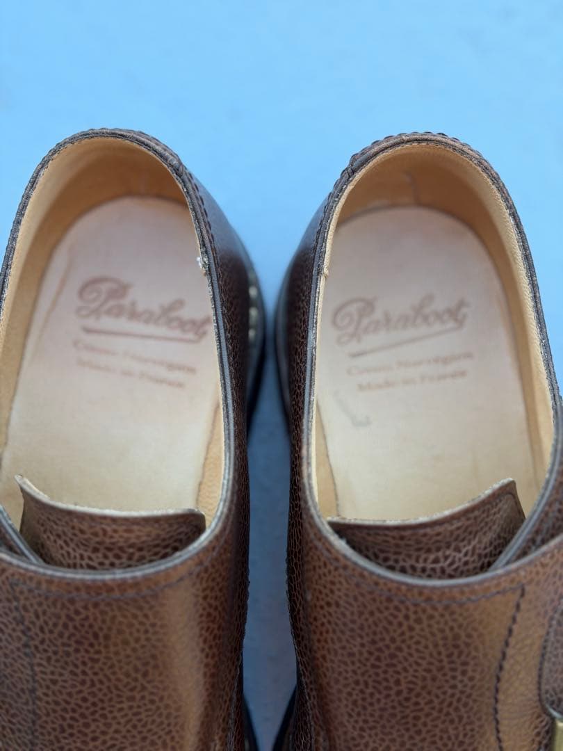 【未使用】 パラブーツ ウィリアム ダブルモンクシューズ UK8 ブラウン