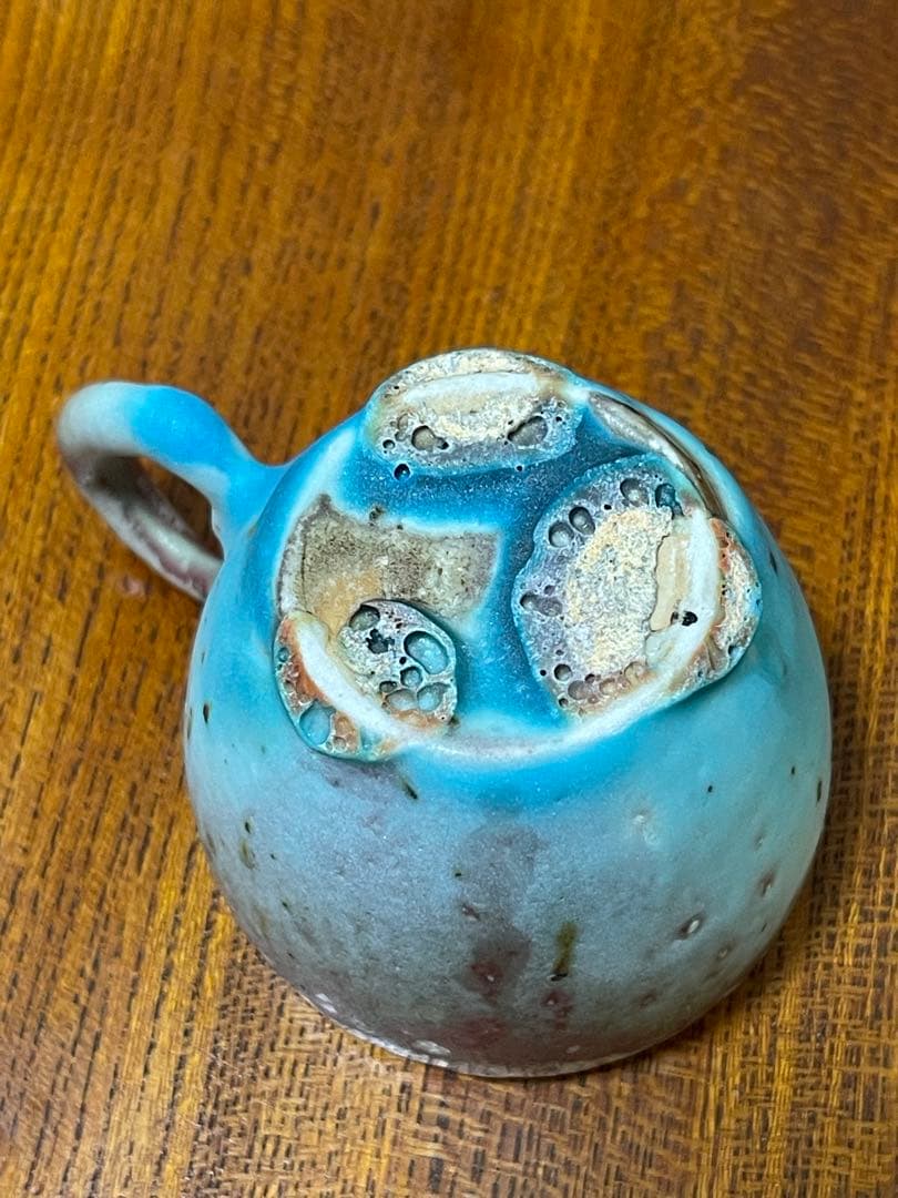 山田想 青窯変ぐいのみ 作家もの　酒器 常滑焼　ぐい吞み 桐箱