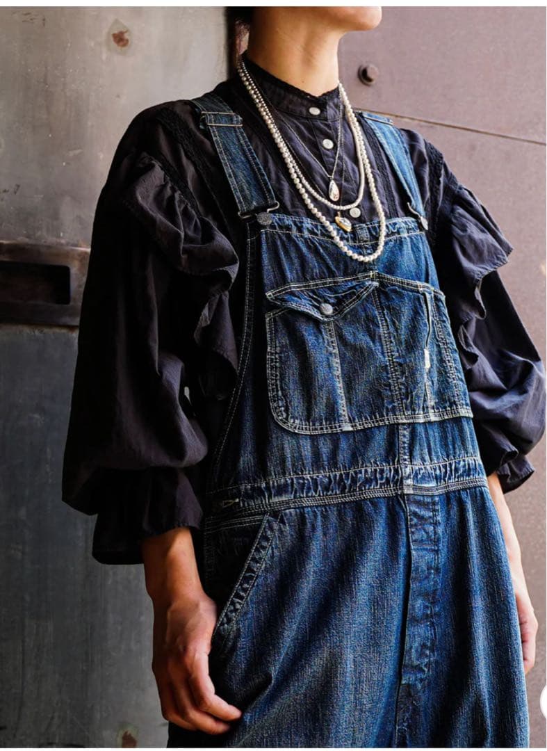 新品同様【デニム＆ダンガリー】 ローンレースブラウス02size