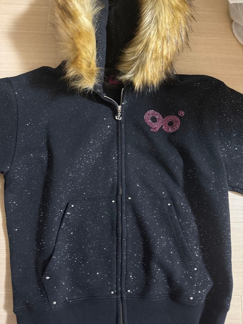新品未使用9090 girl Logo Glitter Hoodie M