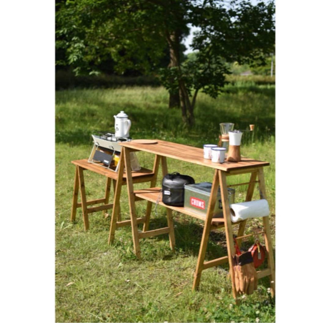 木製キッチンテーブル　キャンプ　アウトドア　ラック