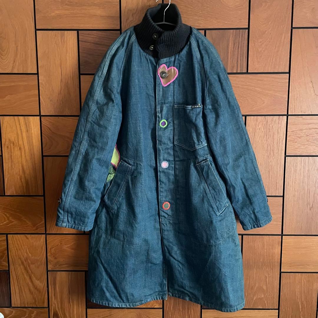 希少 BLUE BLUE レザー パッチワーク デニム ドンキーコート