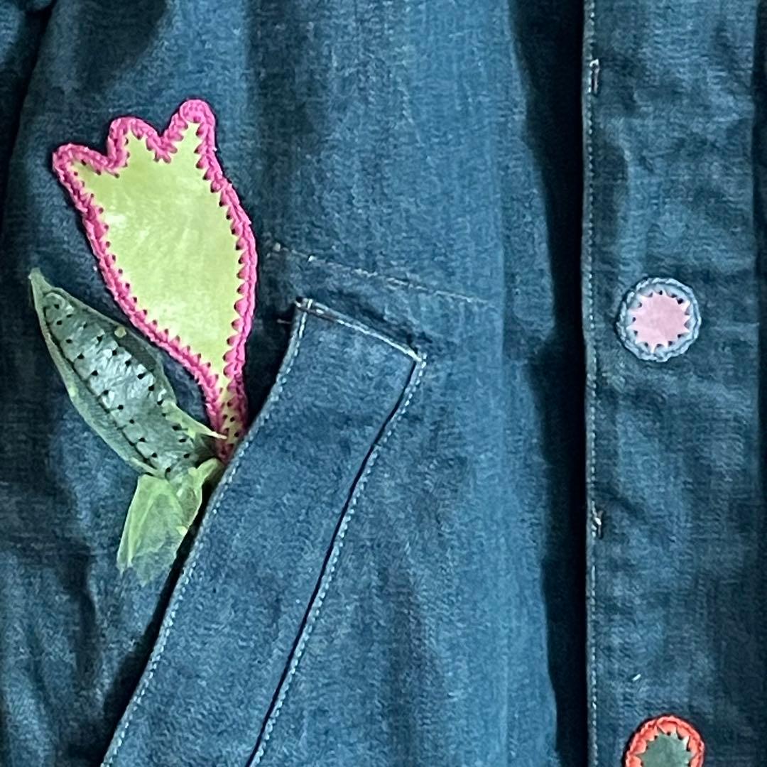 希少 BLUE BLUE レザー パッチワーク デニム ドンキーコート