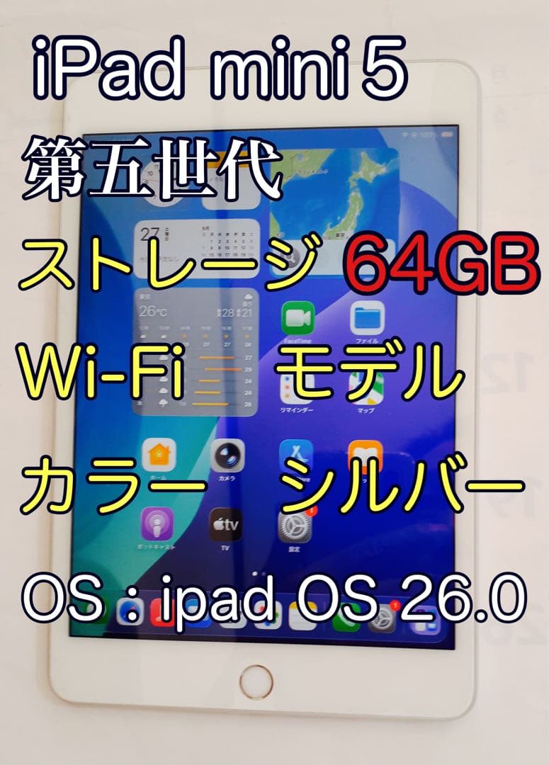 iPad mini 5 Wi-Fiモデル 64GB シルバー　訳あり