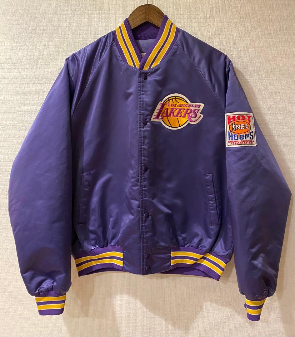 90s　chalk line　サテン　スタジャン　レイカーズUSA製　L