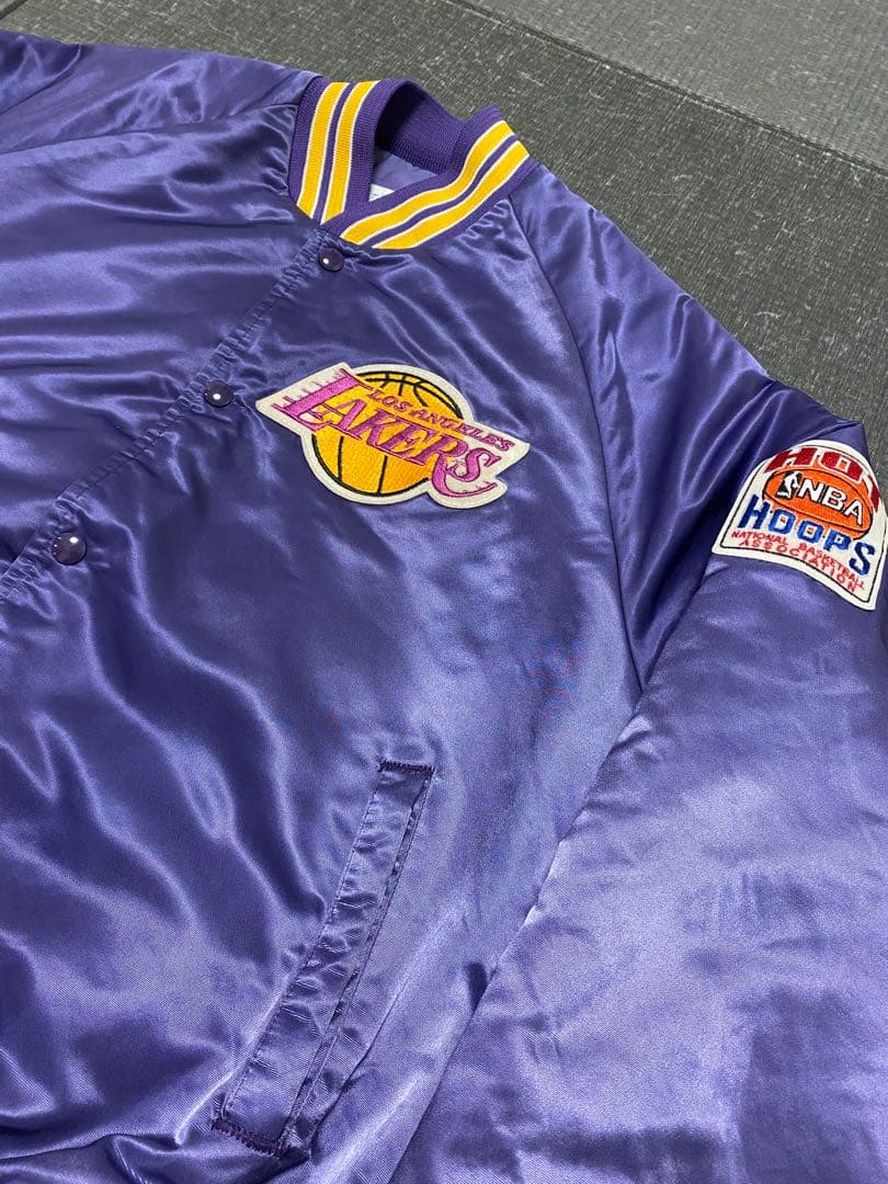 90s　chalk line　サテン　スタジャン　レイカーズUSA製　L