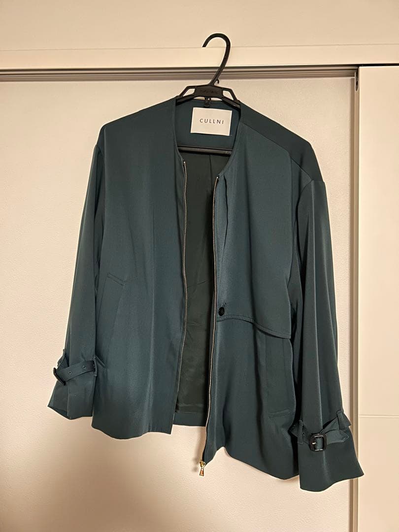 CULLNI ノーカラートレンチジャケット　グリーン　21AW