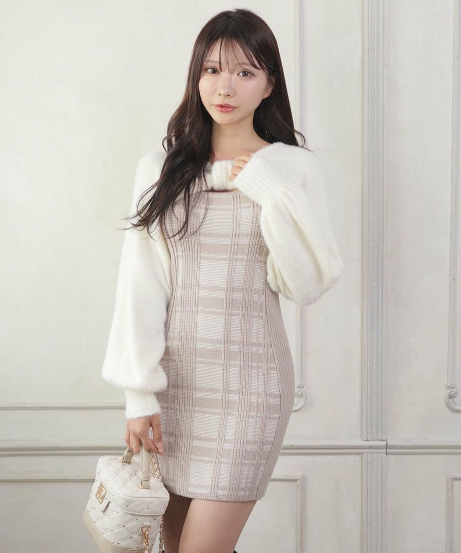 lip service リボンフェザーアンサンブルニットワンピース 【美品】